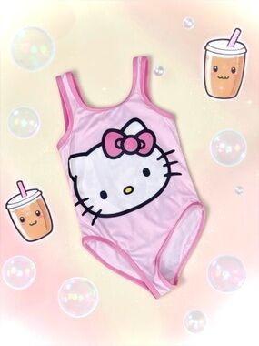 Hello Kitty by Sanrio Girls Swimsuit Pastel Pink One‑Piece S 6/6X EUC